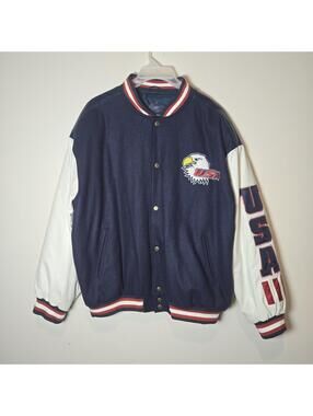 Steve & Barry's Vintage USA Letterman Varsity Bomber Jacket XL Patriotic Coat US